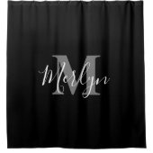 Monogramm Initial Individuelle Name Grau Weiß Cool Duschvorhang (Vorderseite)