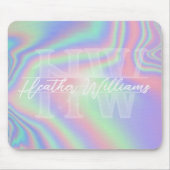 Monogramm Initial Iridescent Hologram Mousepad (Vorne)