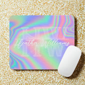 Monogramm Initial Iridescent Hologram Mousepad