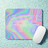 Monogramm Initial Iridescent Hologram Mousepad