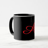 Monogramm Initial Kursiv A Schwarz Tasse (Vorderseite Links)