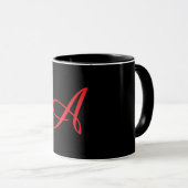Monogramm Initial Kursiv A Schwarz Tasse (VorderseiteRechts)