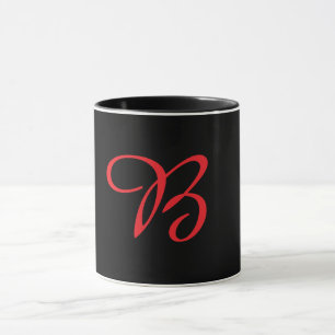 Monogramm Initial Kursiv B Schwarz Tasse