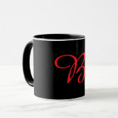 Monogramm Initial Kursiv B Schwarz Tasse (Vorderseite Links)