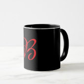 Monogramm Initial Kursiv B Schwarz Tasse (VorderseiteRechts)