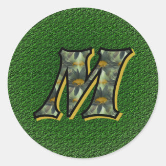 Monogramm Initial M Black Daisies Aufkleber