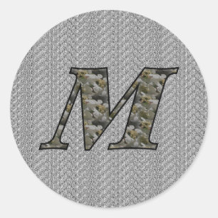 Monogramm Initial M Hydrangea Floral Sticker