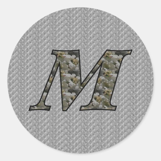 Monogramm Initial M Hydrangea Floral Sticker (Vorderseite)