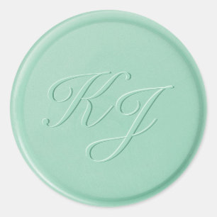 Monogramm Initial Mint Green Wax Siegel Sticker
