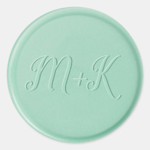 Monogramm Initial Mint Green Wax Siegel Sticker