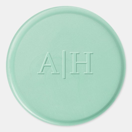Monogramm Initial Mint Green Wax Siegel Sticker (Vorderseite)