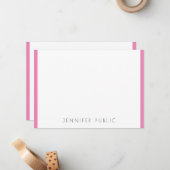 Monogramm Initial Modern Simple Template Pink Whit Mitteilungskarte (Vorderseite/Rückseite Beispiel)