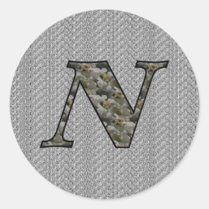 Monogramm Initial N Hydrangea Floral Sticker