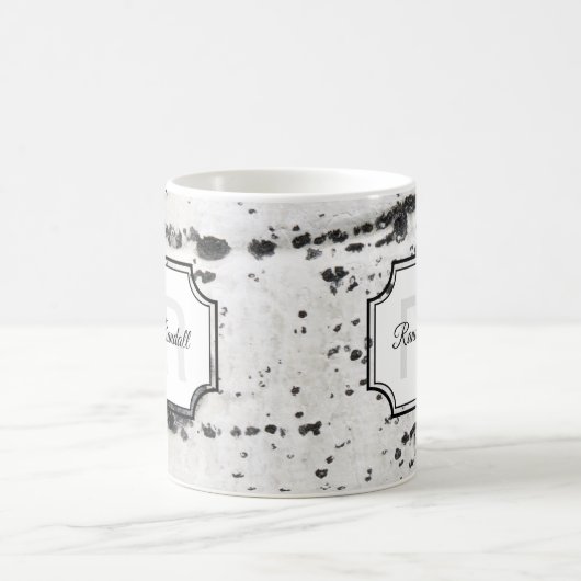 Monogramm Initial Nature Lover Aspen Bark Foto Kaffeetasse (Mittel)