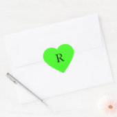 Monogramm Initial Neon Green Bright Cool Herz-Aufkleber (Umschlag)