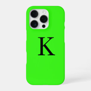 Monogramm Initial Neon Grün Einfarbige Farbe Trend iPhone 16 Pro Hülle