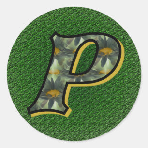 Monogramm Initial P Black Daisies Aufkleber