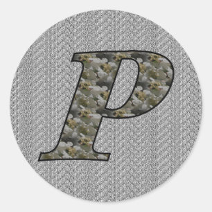 Monogramm Initial-P-Hydrangea-Floral-Aufkleber Runder Aufkleber