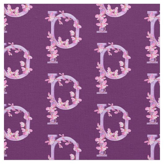 Monogramm Initial-P-lila Orchideenfarbe Stoff (Nahaufnahme)