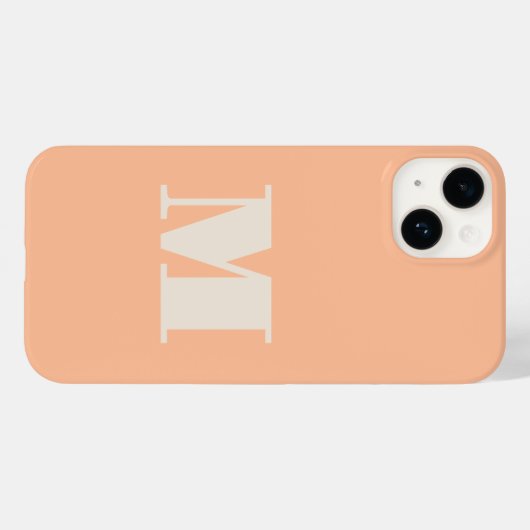 Monogramm Initial Peach Modern Case-Mate iPhone Hülle (Rückseite (Horizontal))