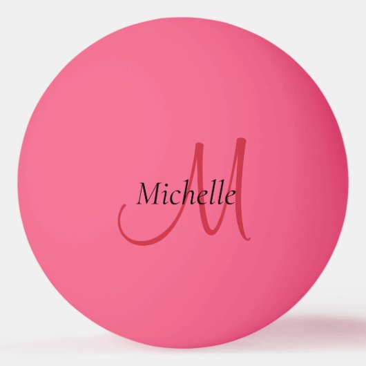 Monogramm Initial Pink Trendy Modern Template Tischtennisball (Vorderseite)