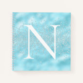 Monogramm Initial Powder Blue Glitzern Blend Notizblock (Vorderseite)