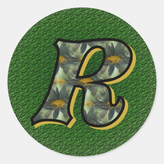Monogramm Initial R Black Daisies Aufkleber (Vorderseite)