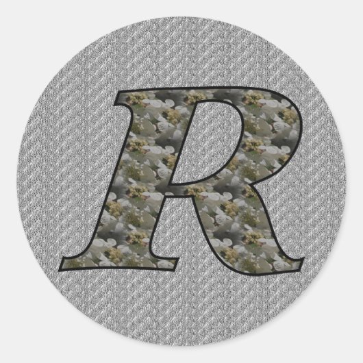 Monogramm Initial R Hydrangea Floral Sticker (Vorderseite)