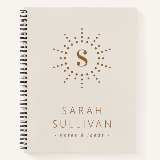 Monogramm Initial Radial Sunburst Neutral Elfenbei Notizblock (Vorderseite)