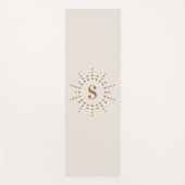 Monogramm Initial Radial Sunburst Neutral Elfenbei Yogamatte (Vorderseite)