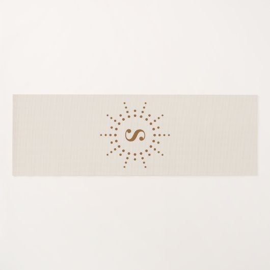 Monogramm Initial Radial Sunburst Neutral Elfenbei Yogamatte (Vorderseite (Horizontal))
