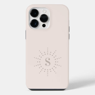 Monogramm Initial Radialsonnenburst stumm pink iPhone 14 Pro Max Hülle