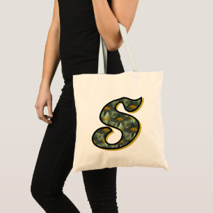 Monogramm Initial S Black Daisies Tote Bag Tragetasche