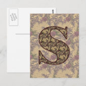 Monogramm Initial S Elegant Floral Postkarte (Vorne/Hinten)