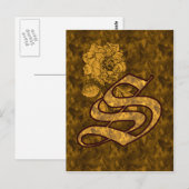 Monogramm Initial S Gold Peony Postcard Postkarte (Vorne/Hinten)