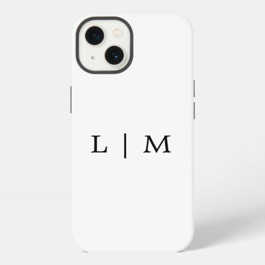 Monogramm Initial Simple Black and White Minimalis iPhone Hülle (Rückseite)