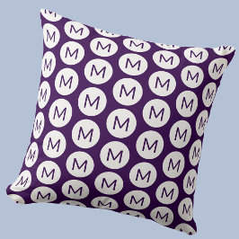Monogramm Initial Spot Muster Personalisiert Plum Kissen
