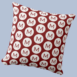 Monogramm Initial Spot Muster Personalisiert Red Kissen