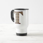 Monogramm Initial T Elegant Floral Travel Mug Reisebecher (Vorderseite Links)