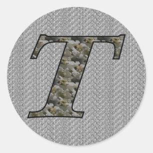Monogramm Initial-T-Hydrangea-Floral-Aufkleber Runder Aufkleber