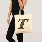 Monogramm Initial T Hydrangea Floral Tote Bag Tragetasche (Vorderseite (Produkt))