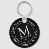 Monogramm Initial- und Name-schwarzer Schlüsselanh Schlüsselanhänger (Vorderseite)