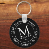 Monogramm Initial- und Name-schwarzer Schlüsselanh Schlüsselanhänger (Rückseite)