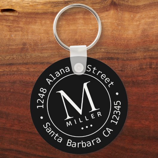 Monogramm Initial- und Name-schwarzer Schlüsselanh Schlüsselanhänger (Vorderseite)