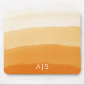 Monogramm Initial Wasserfarbe Kürbis Orange Ombre Mousepad (Vorne)