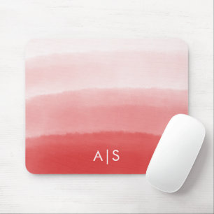 Monogramm Initial Wasserfarbe Verblasstes Korallen Mousepad