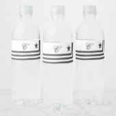 Monogramm Initial Water Bottle Label Navy Whites Wasserflaschenetikett (Flaschen)