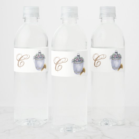 Monogramm Initial Water Bottle Label Summer Countr Wasserflaschenetikett (Flaschen)