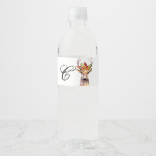 Monogramm Initial Water Flasche Etikett Boho Reh B
