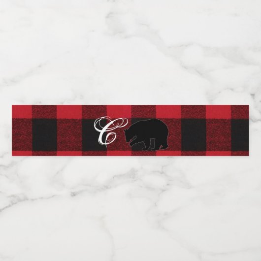 Monogramm Initial Water Flasche Etikett Rotes Buff (Einzelnes Label)